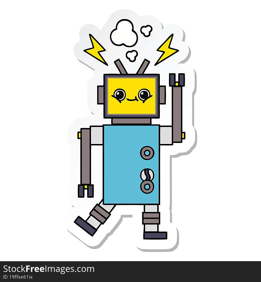 Sticker Of A Cute Cartoon Robot