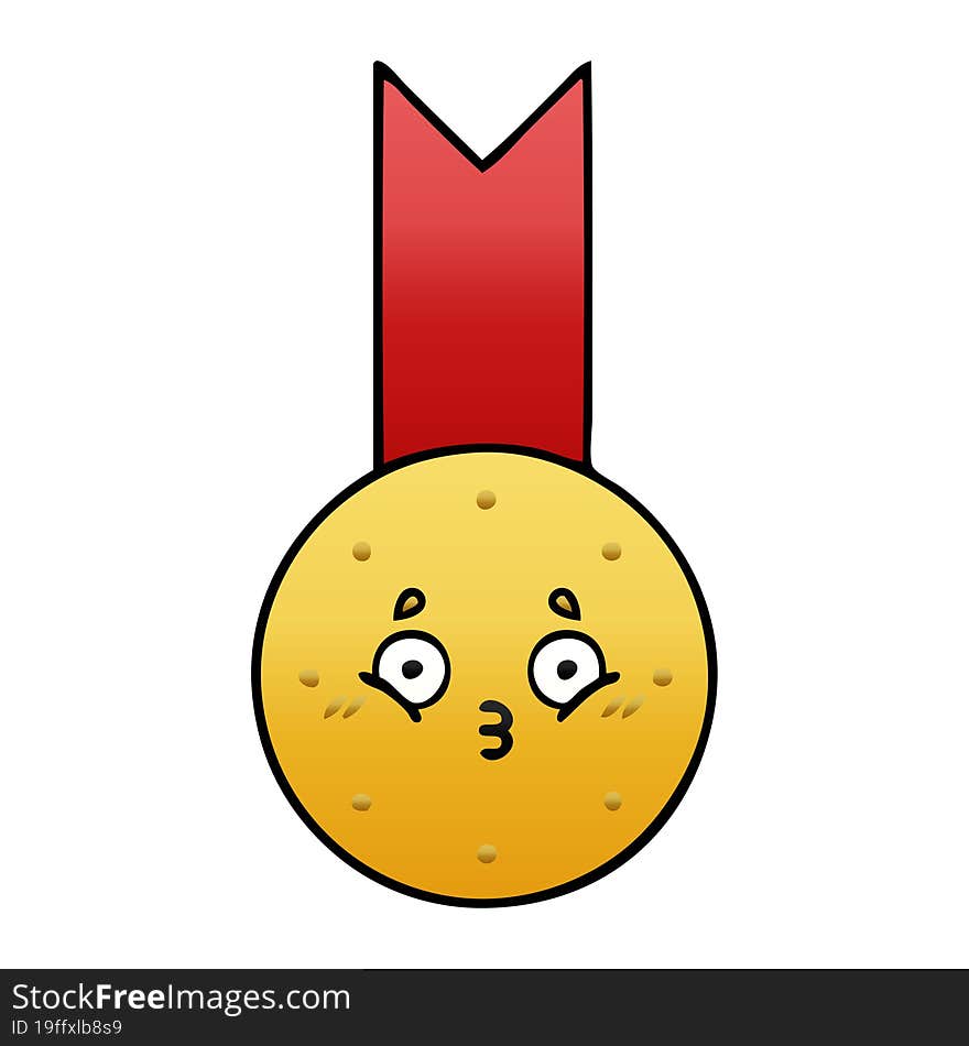 gradient shaded cartoon gold medal