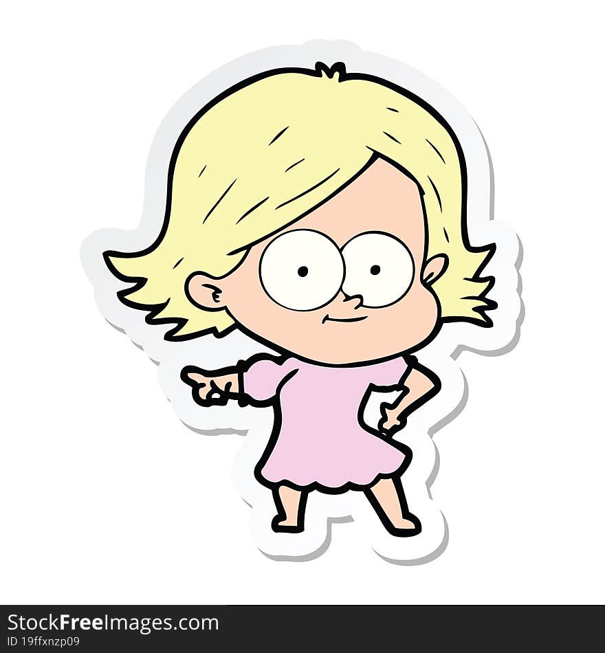 sticker of a happy cartoon girl