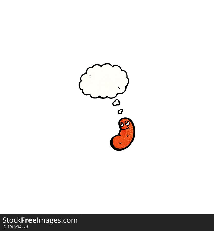 cartoon baked bean with thought bubble