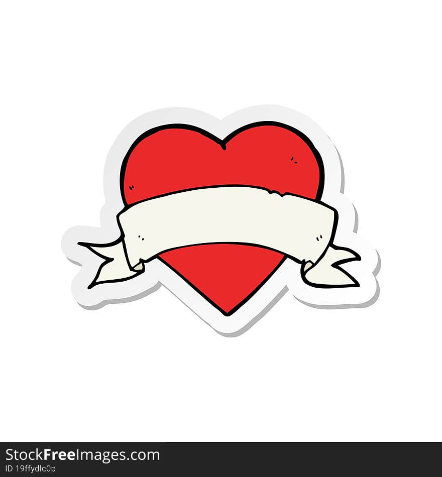 sticker of a cartoon heart tattoo