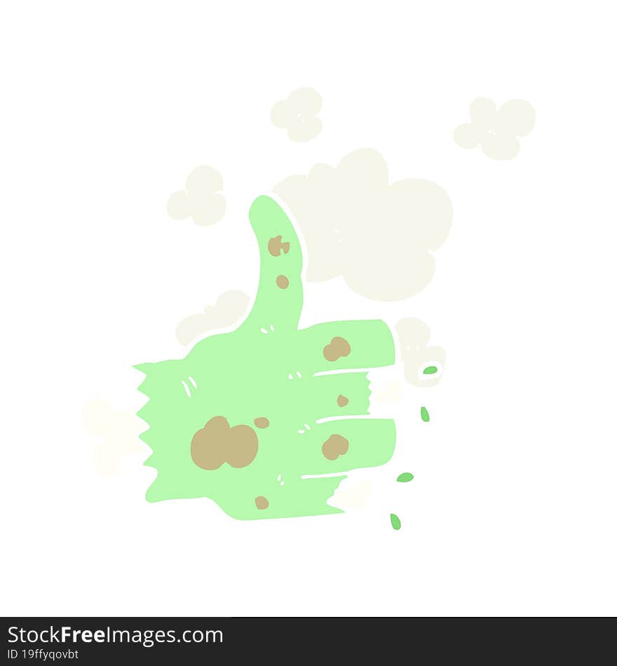 flat color illustration of a cartoon zombie hand