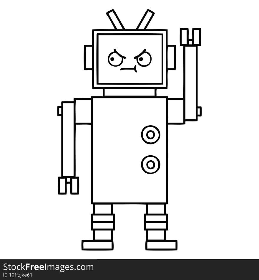 Line Drawing Cartoon Robot