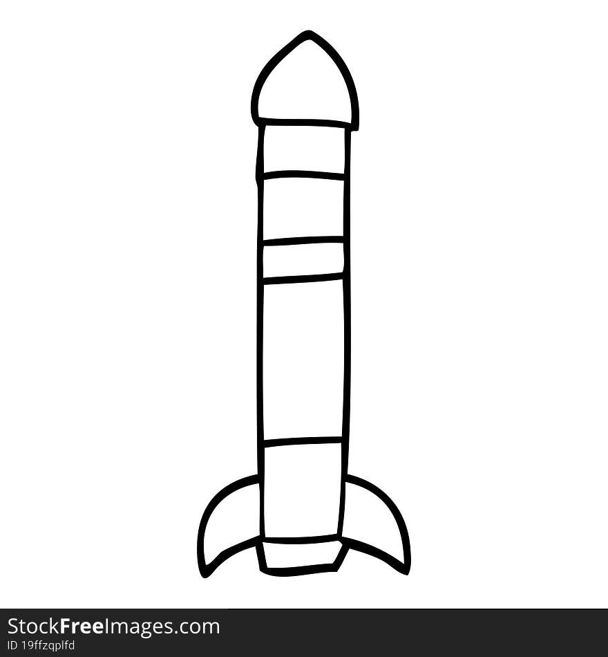 line drawing cartoon tall rocket