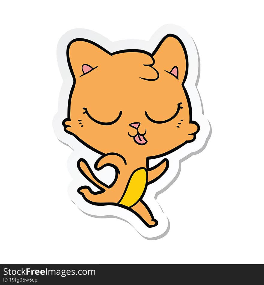 Sticker Of A Cartoon Cat Running