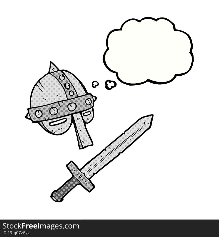 thought bubble cartoon medieval helmet