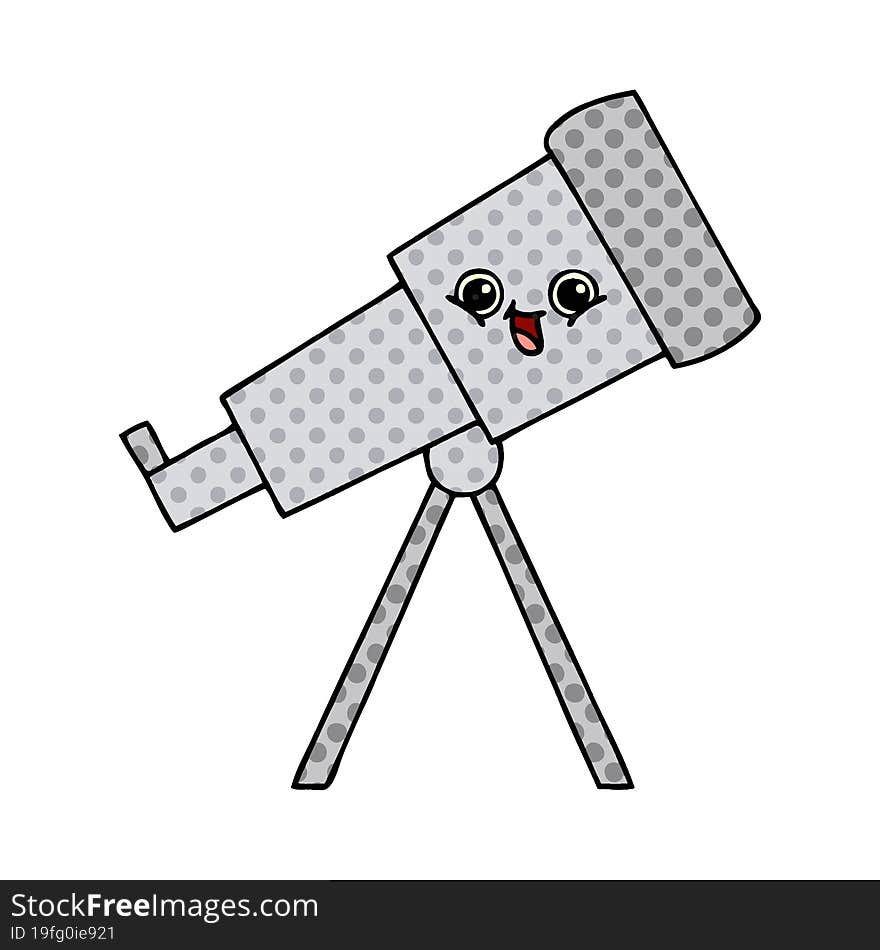 Comic Book Style Cartoon Telescope