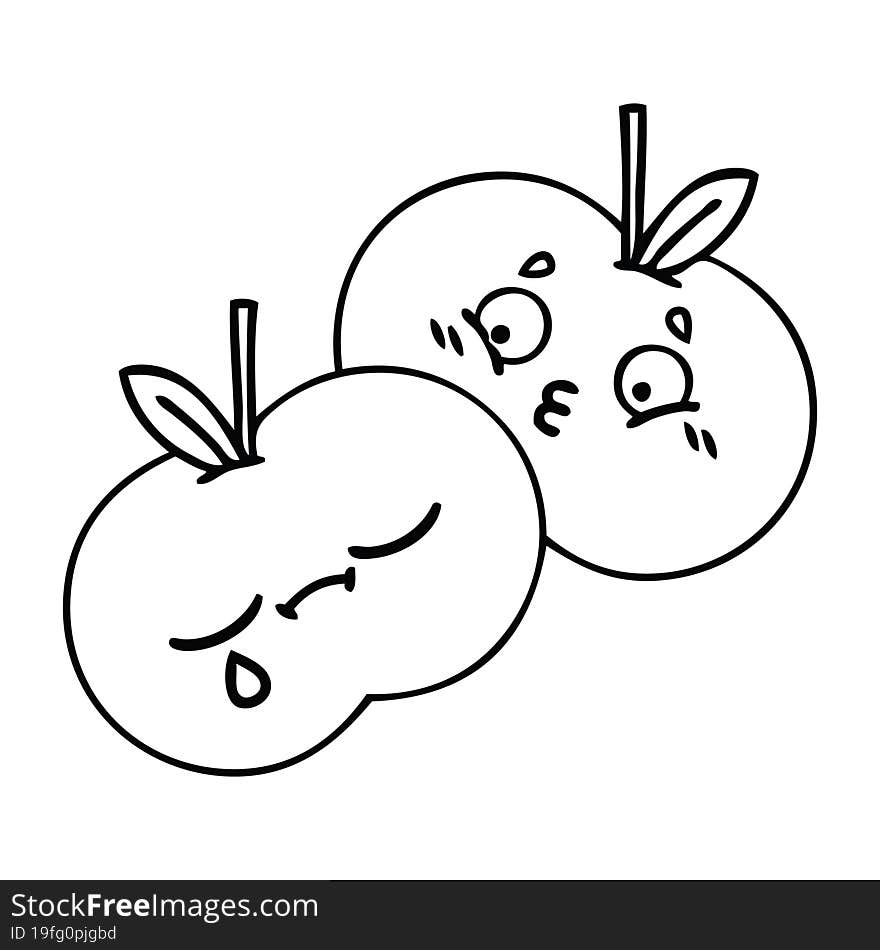 line drawing cartoon of a apples. line drawing cartoon of a apples