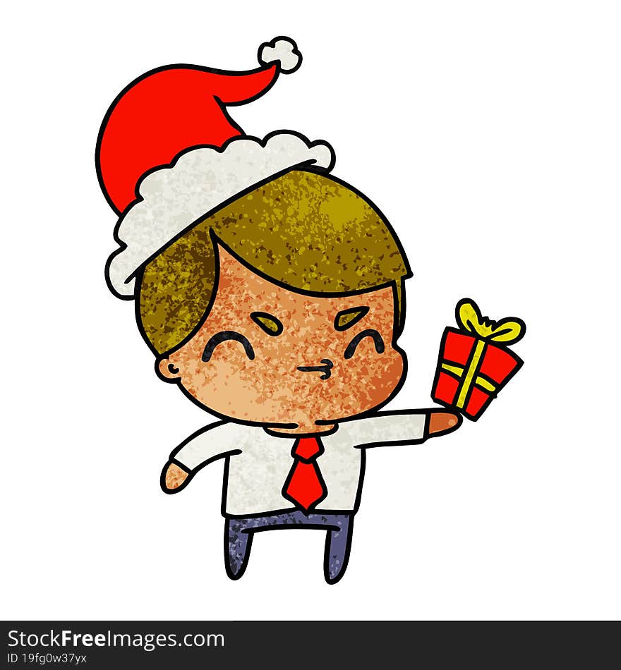 christmas textured cartoon of kawaii boy