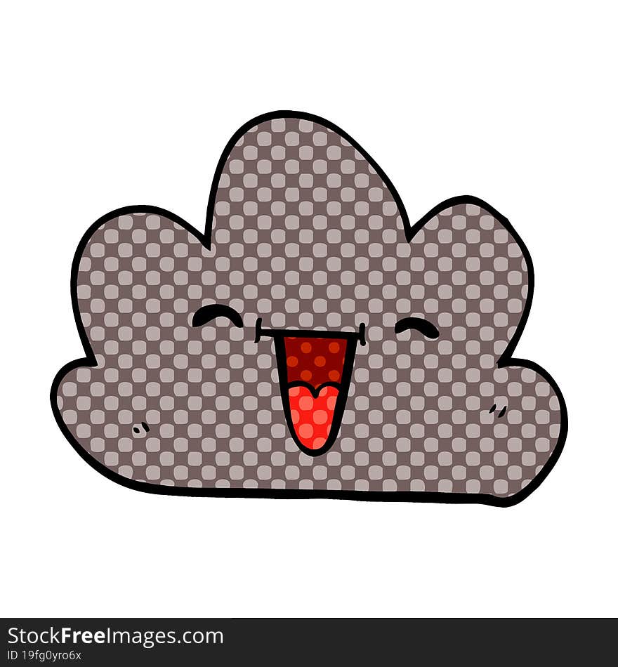 cartoon doodle happy grey cloud