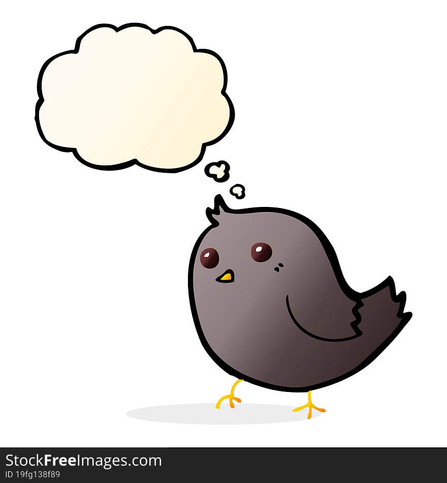 cartoon bird with thought bubble