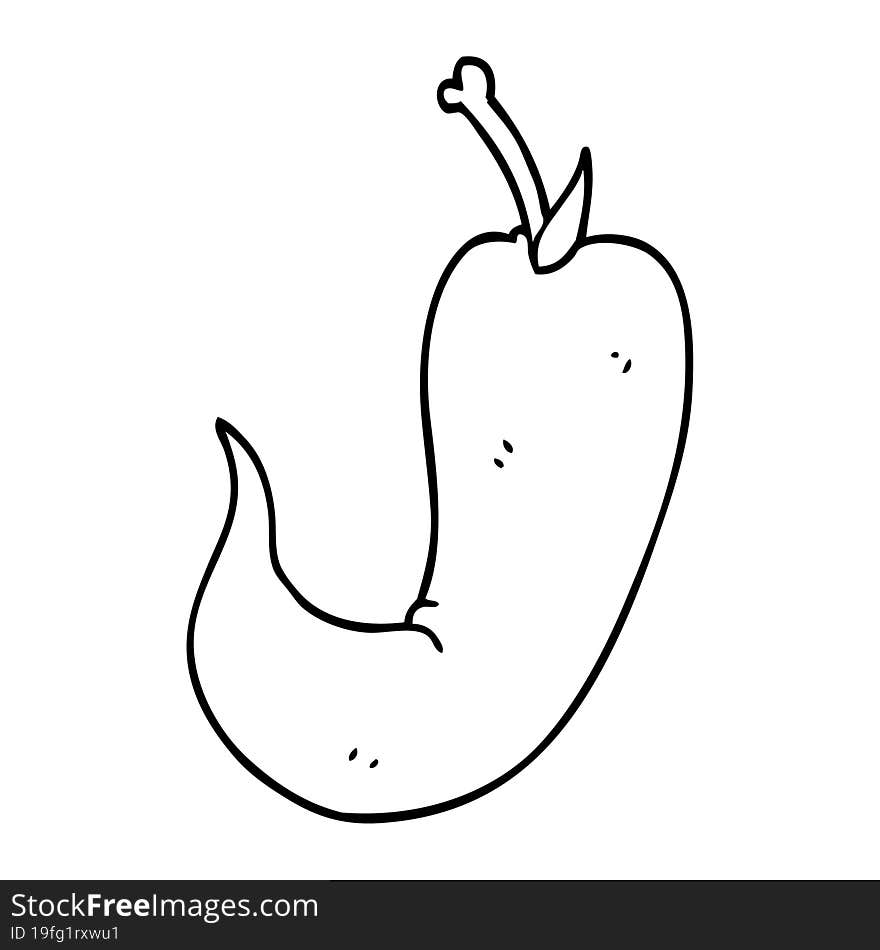 line drawing cartoon chilli pepper