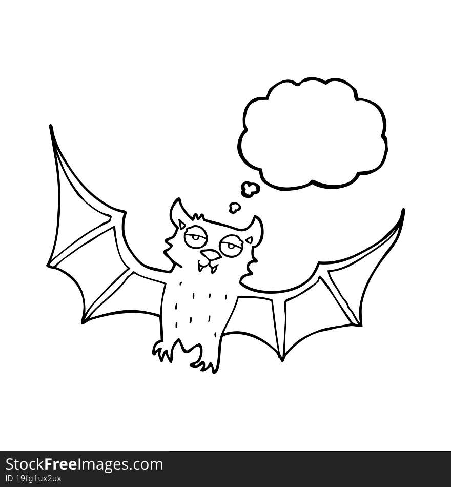 freehand drawn thought bubble cartoon halloween bat