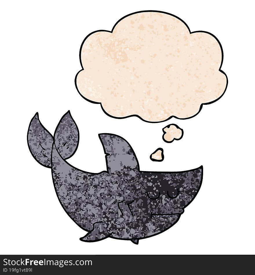 cartoon shark and thought bubble in grunge texture pattern style