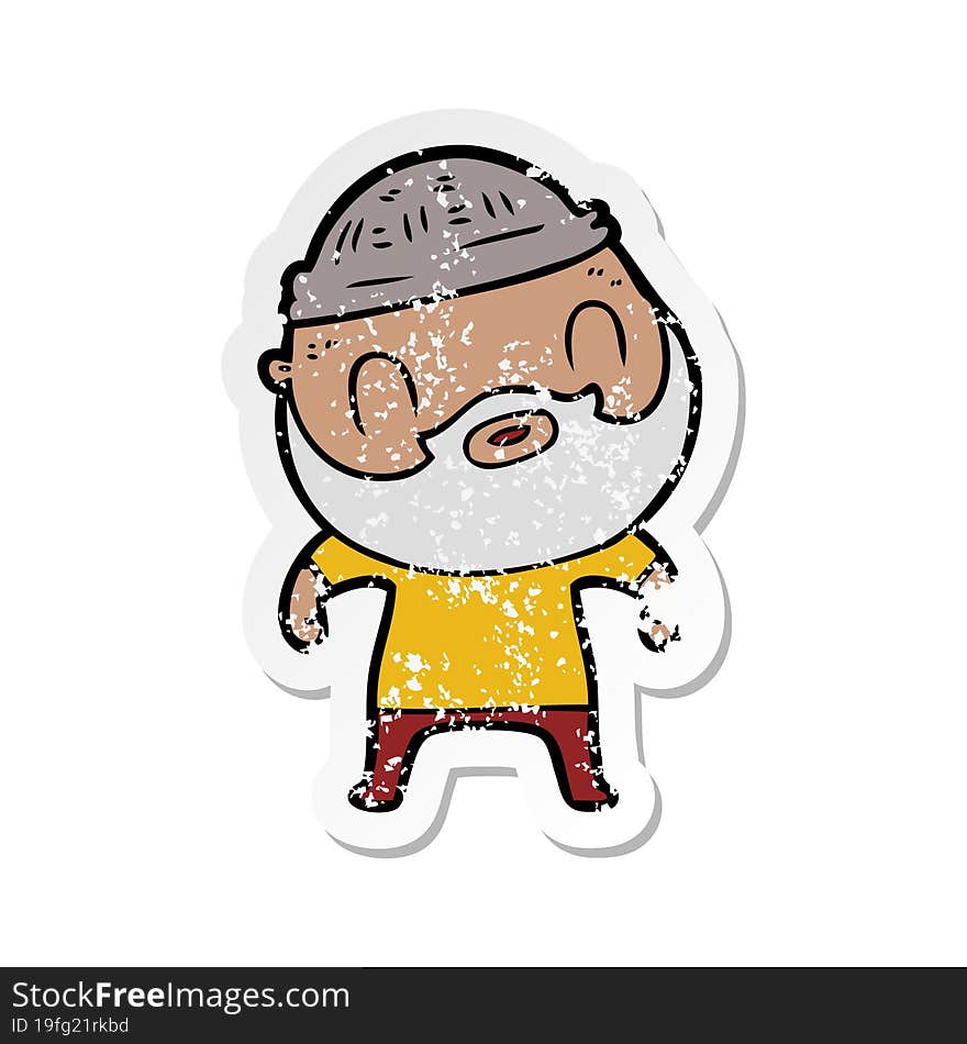 Distressed Sticker Of A Cartoon Bearded Man