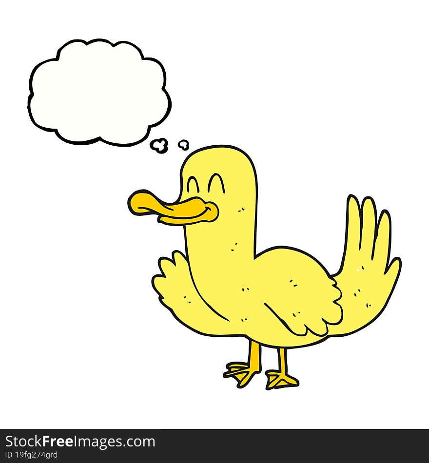 freehand drawn thought bubble cartoon duck