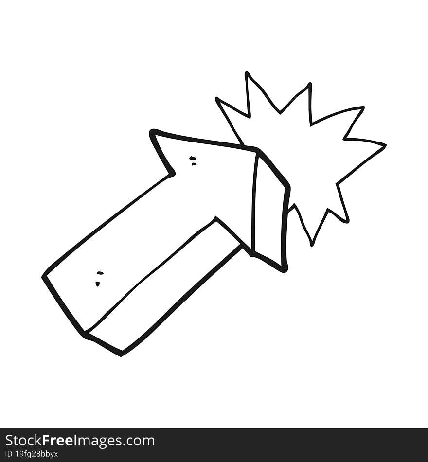 black and white cartoon pointing arrow symbol