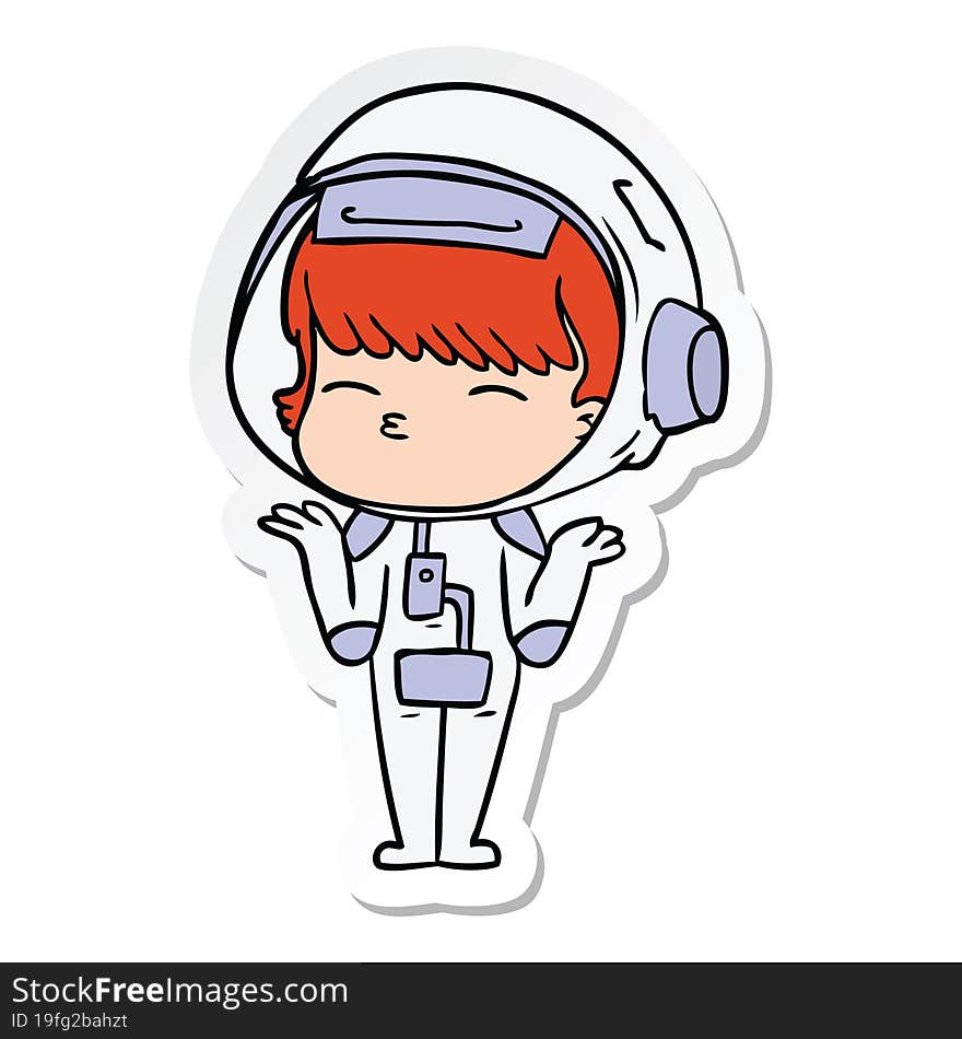 sticker of a cartoon curious astronaut