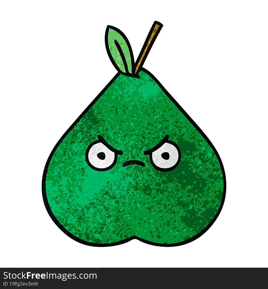 retro grunge texture cartoon angry pear