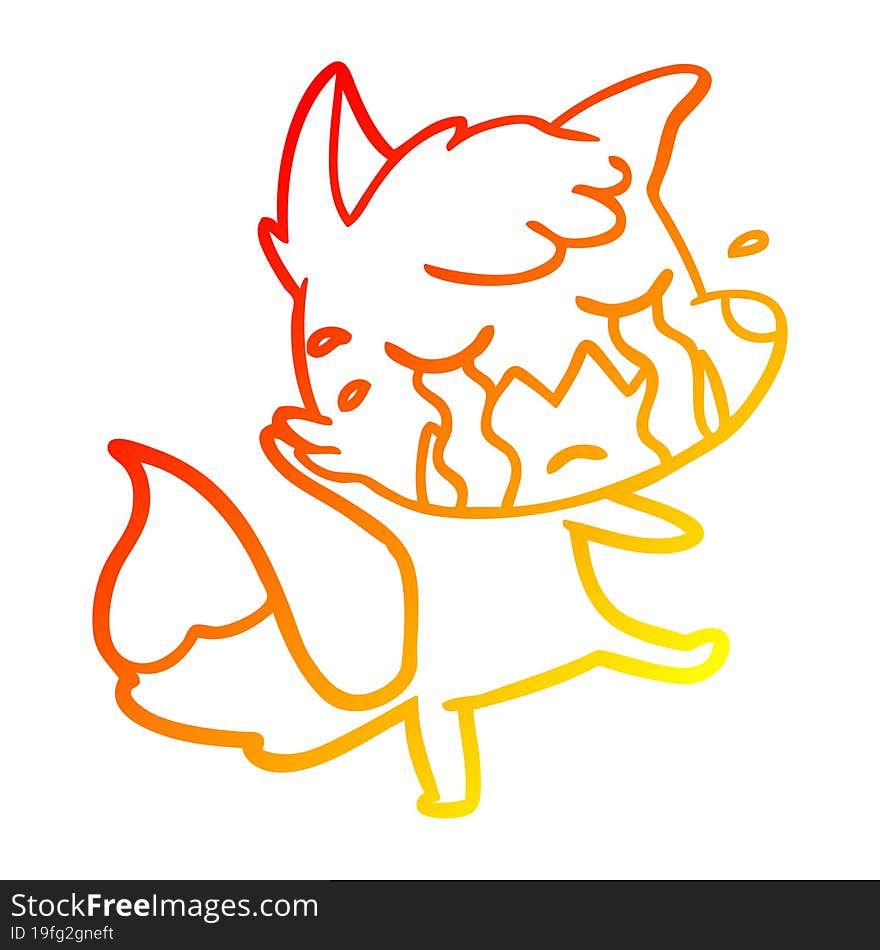 Warm Gradient Line Drawing Crying Fox Cartoon