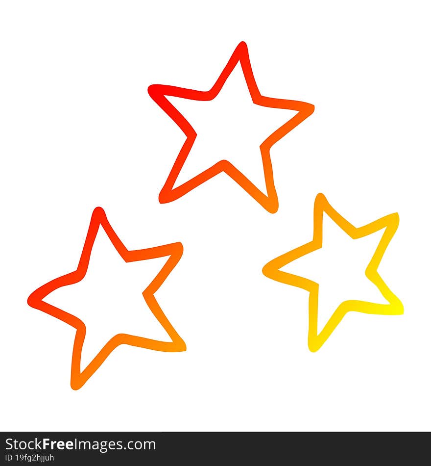 warm gradient line drawing cartoon stars