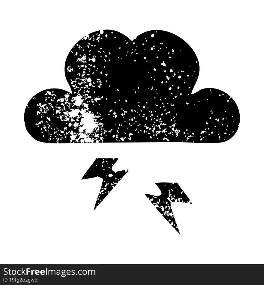 distressed symbol thunder cloud