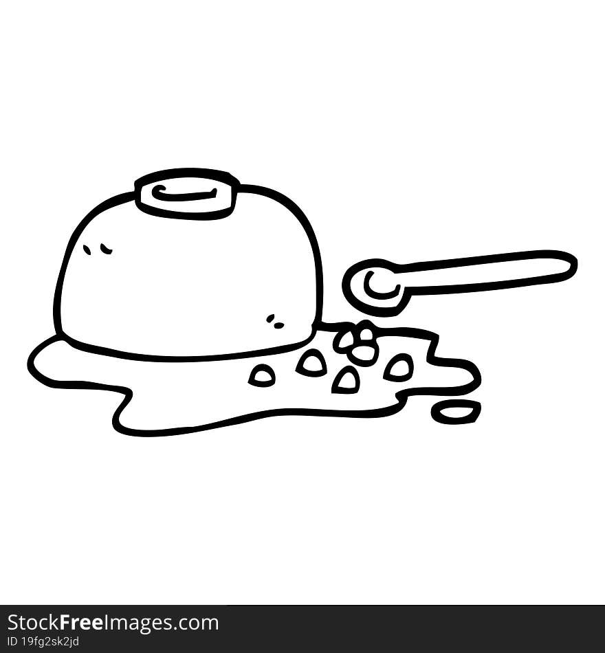 line drawing cartoon spilt cereal bowl