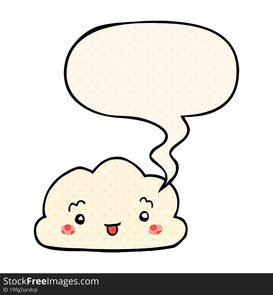 cartoon cloud and speech bubble in comic book style