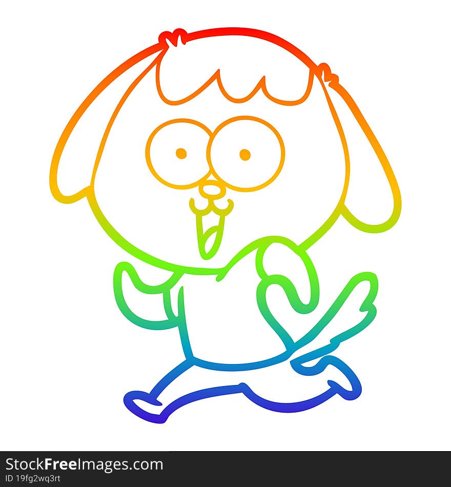 rainbow gradient line drawing of a cute cartoon dog