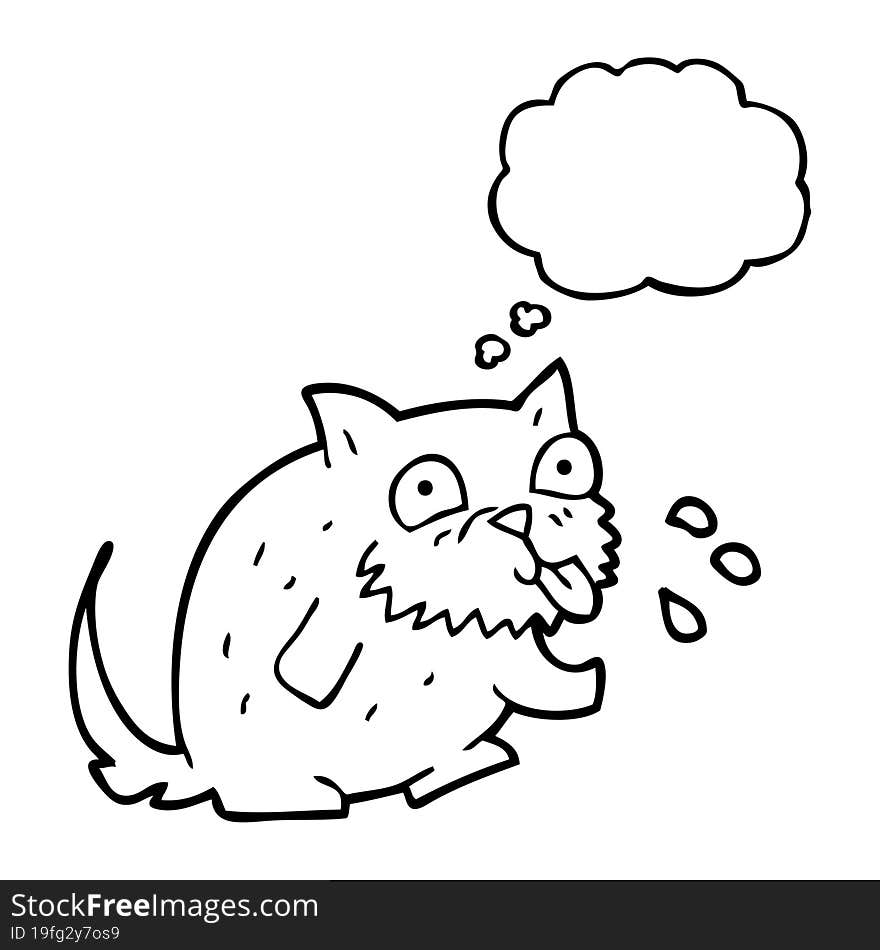 thought bubble cartoon cat blowing raspberry