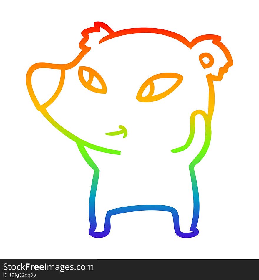 rainbow gradient line drawing cute cartoon bear