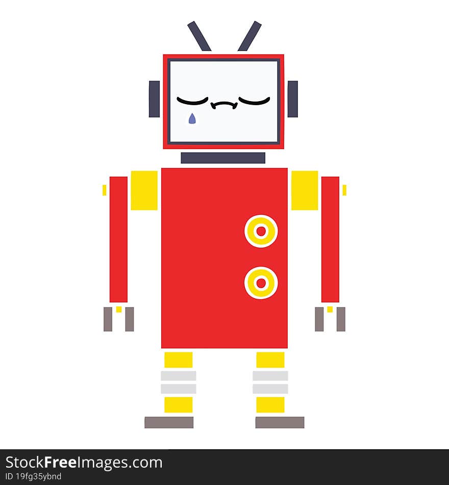 flat color retro cartoon of a robot