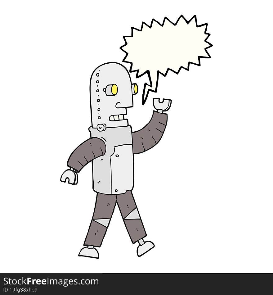 freehand drawn speech bubble cartoon robot