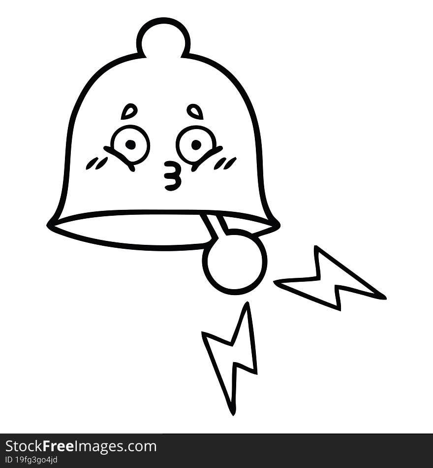 line drawing cartoon of a ringing bell