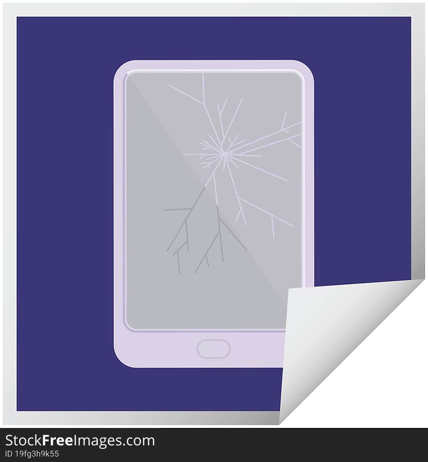 broken electronic tablet vector square sticker