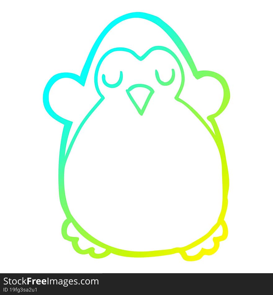 cold gradient line drawing cartoon penguin