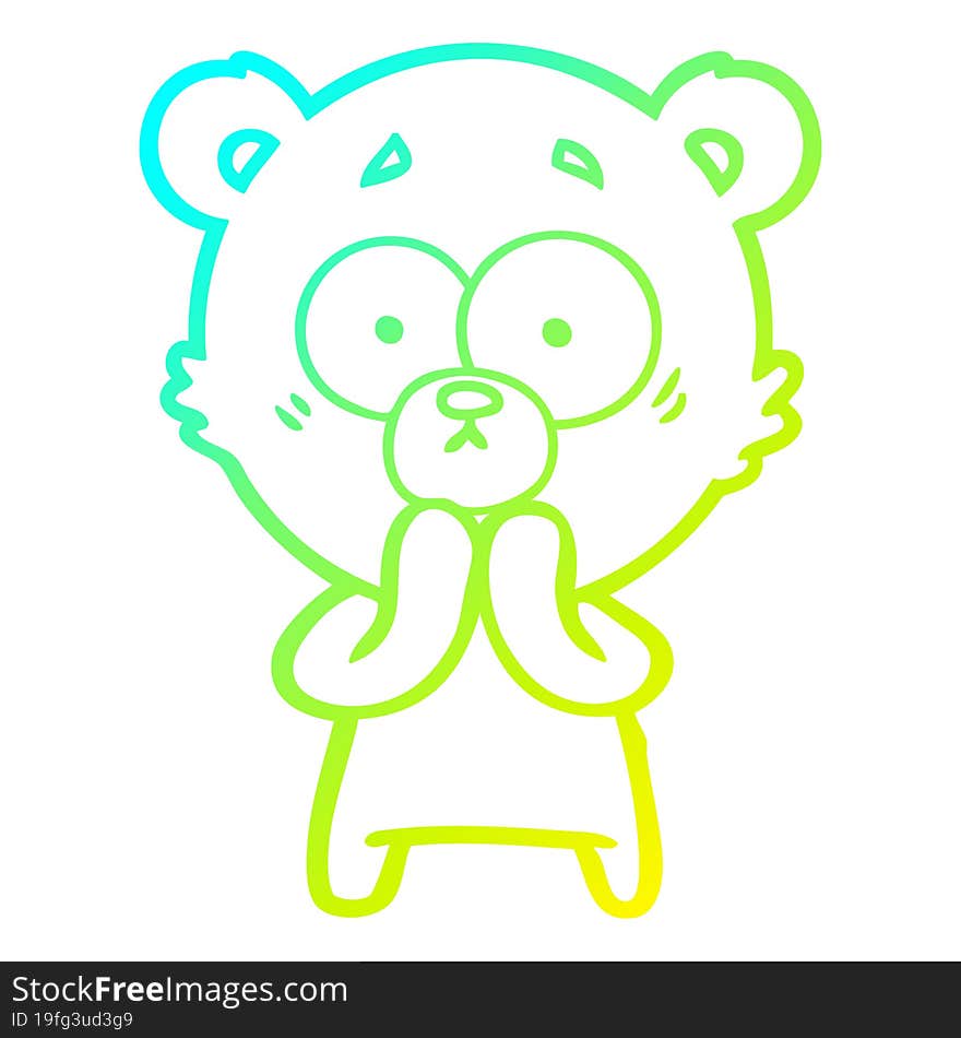 cold gradient line drawing worried bear cartoon