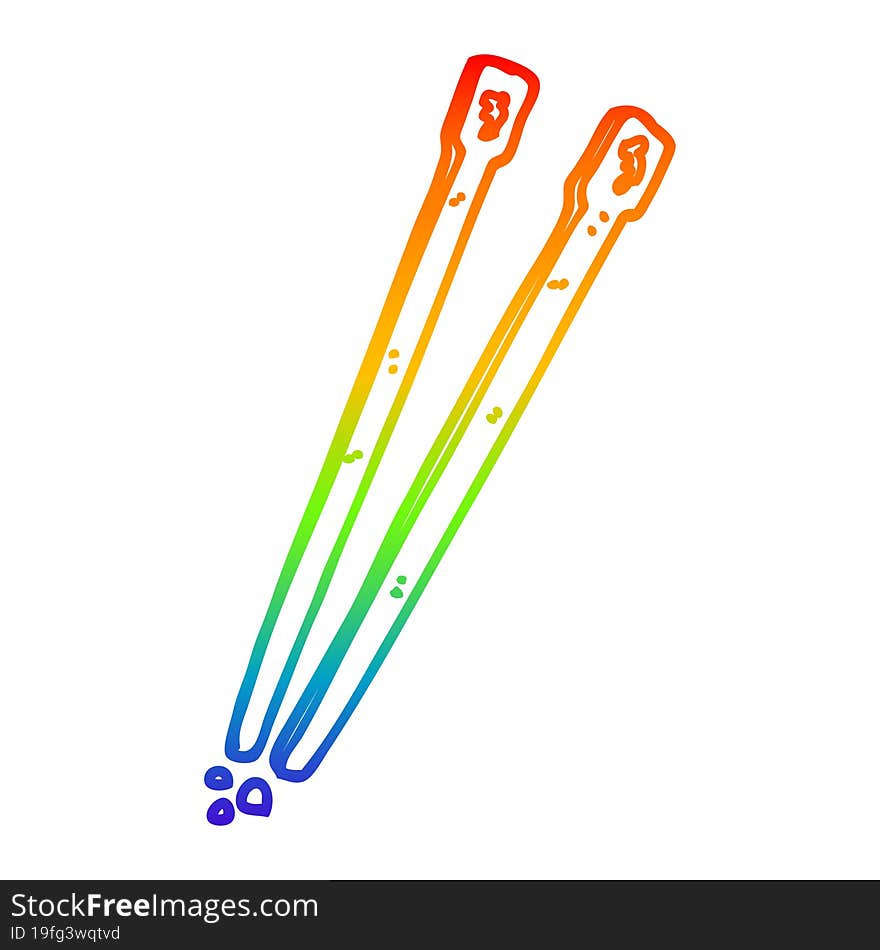 Rainbow Gradient Line Drawing Cartoon Chop Sticks