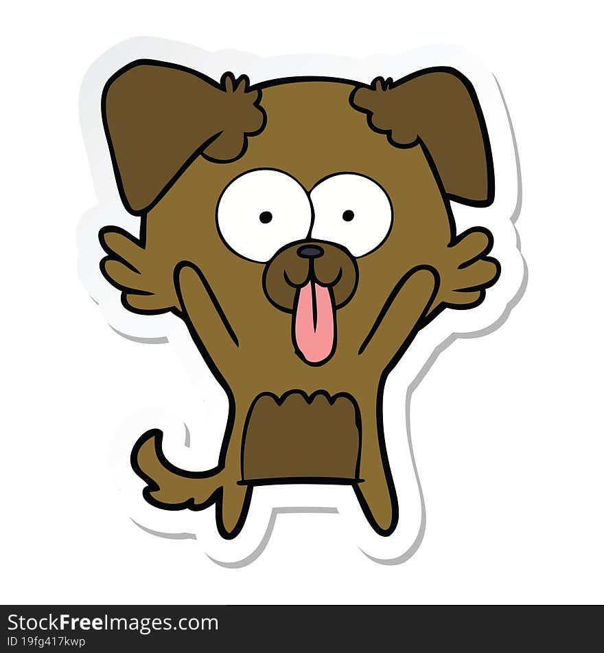 sticker of a cartoon dog with tongue sticking out