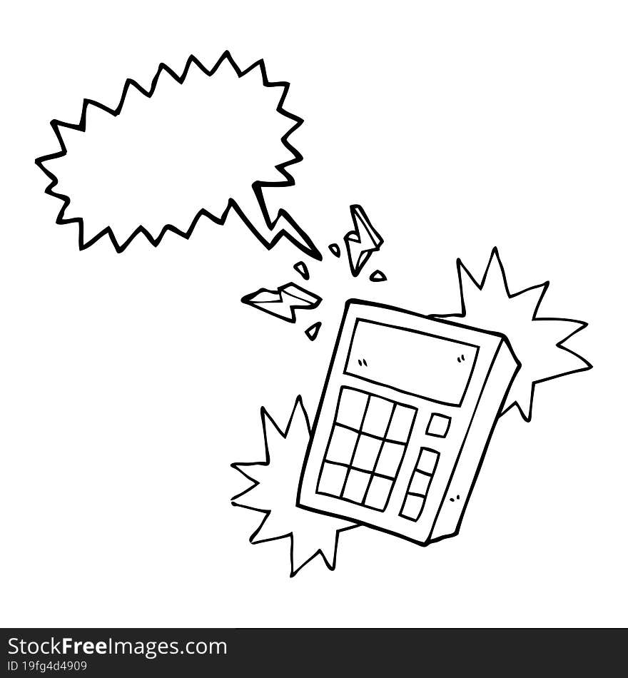 freehand drawn speech bubble cartoon calculator