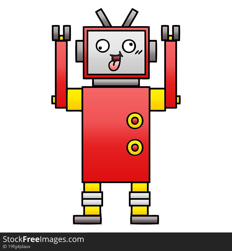 gradient shaded cartoon crazy robot