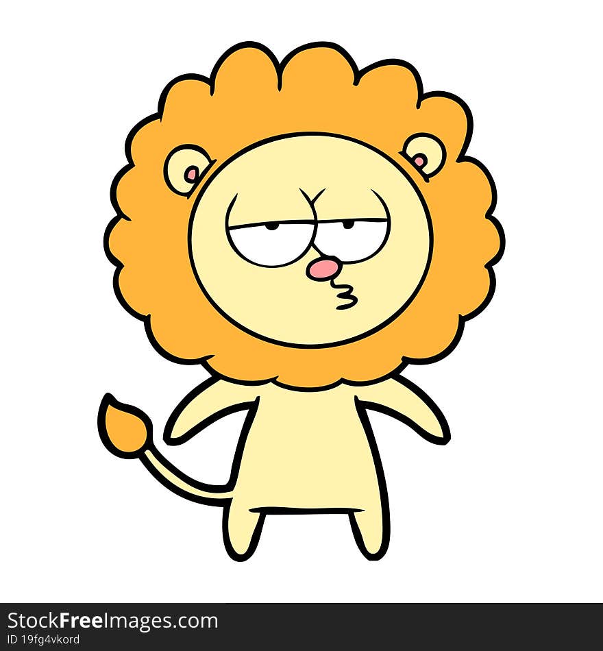 cartoon bored lion. cartoon bored lion