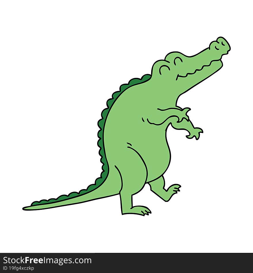 Quirky Hand Drawn Cartoon Crocodile