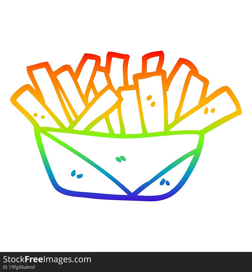 rainbow gradient line drawing cartoon french fries