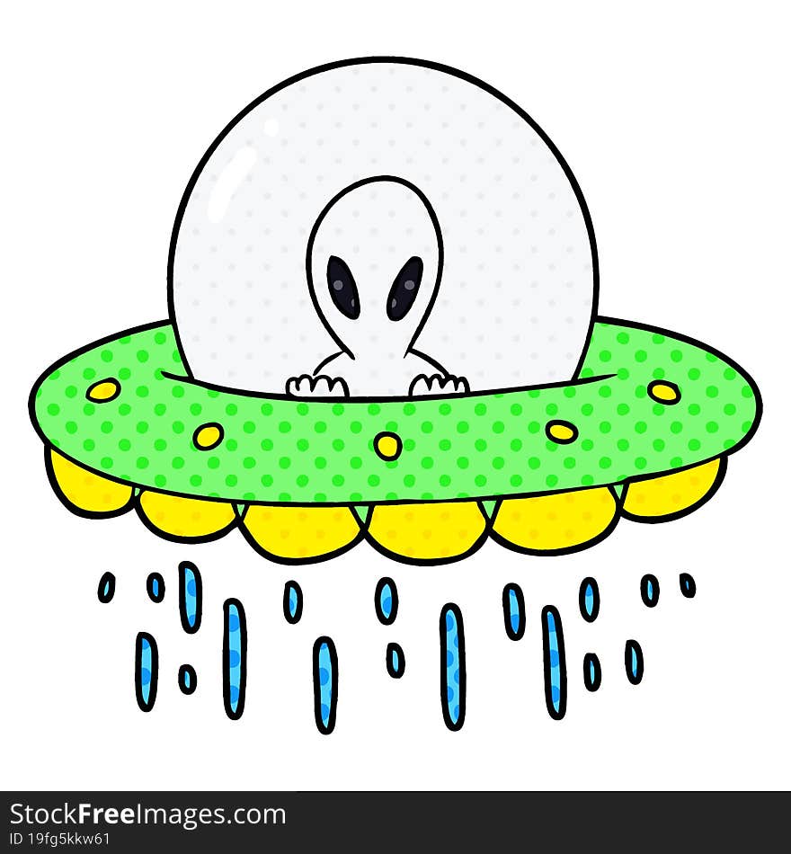 cartoon alien UFO. cartoon alien UFO