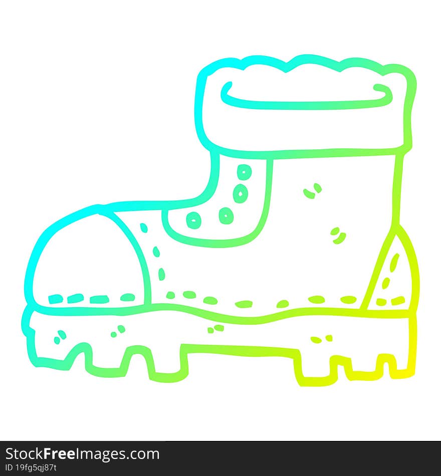 cold gradient line drawing cartoon work boot