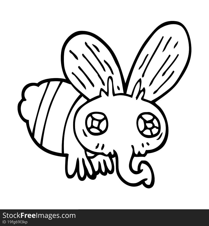 line drawing cartoon of a fly