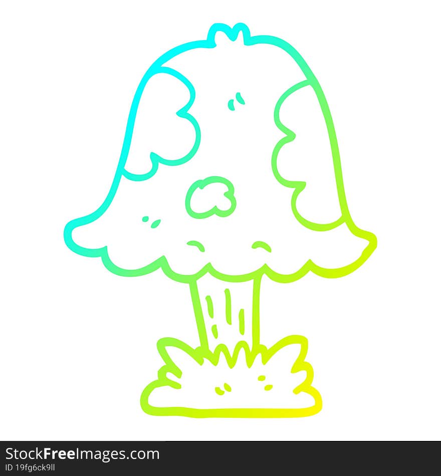 Cold Gradient Line Drawing Cartoon Mushroom