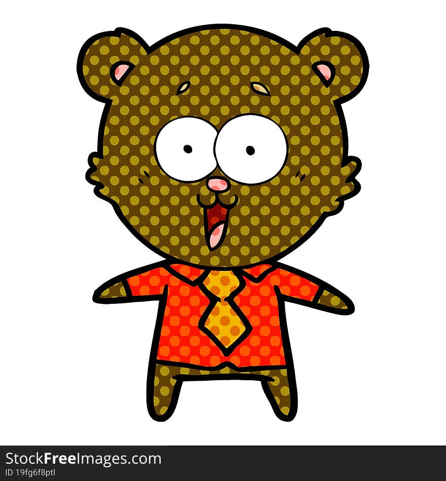 laughing teddy  bear cartoon in shirt and tie. laughing teddy  bear cartoon in shirt and tie