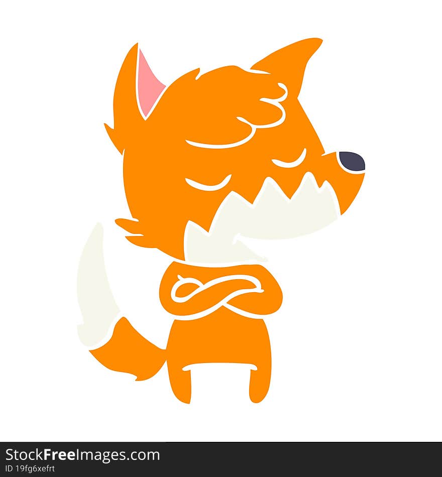 friendly flat color style cartoon fox